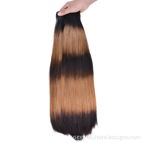 Cuticle Aligned Virgin Hair Extension Ombre 5 Tone 1B 30 Brown Color Straight Super Double Drawn Hair Weave Bundles